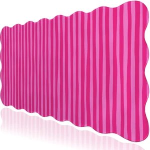 L-SPOUTTO Hot Pink Striped Mouse Pad,Scalloped Desk Mat XXL Large Geometric Gaming Mousepad,35.4x15.7in Non-Slip Rubber Base Keyboard Pad Waterproof Desktop Mat for Laptop Computer Game Home Office