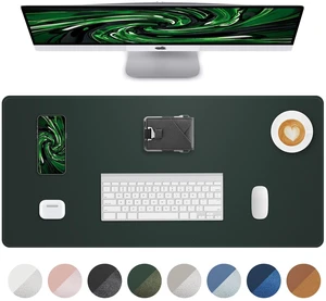 Leather Desk Pad Protector, Large Mouse Pad and Non-Slip Mat, Waterproof PU Leather Blotter Mat for Office and Home (Dark Green, 36" x 17") Leather Desk Pad Protector, Large Mouse Pad and Non-Slip Mat, Waterproof PU Leather Blotter Mat for Office and Home (Dark Green, 36" x 17")