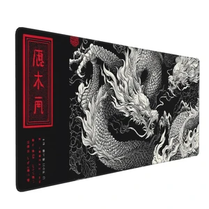 Large Gaming Mouse Pad with Dragon Design, Non-Slip, 35.4" x 15.7", Black and Red Japanese Style Desk Mat Large Gaming Mouse Pad with Dragon Design, Non-Slip, 35.4" x 15.7", Black and Red Japanese Style Desk Mat