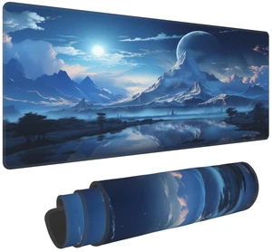 OnengMu XXL Gaming Mouse Pad 23.6x11.8 inch, Snow Mountain Lake Landscape Theme Desk Mat, Riverside Starry Sky Moon Scene Large Mousepad,Fantasy Artistic Keyboard Mouse Mat (Snow Peak Lake View) OnengMu XXL Gaming Mouse Pad 23.6x11.8 inch, Snow Mountain Lake Landscape Theme Desk Mat, Riverside Starry Sky Moon Scene Large Mousepad,Fantasy Artistic Keyboard Mouse Mat (Snow Peak Lake View)