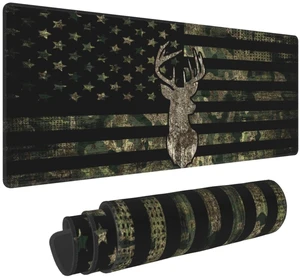 Camo Camouflage Retro Hunting Tactical Deer Army American Flag Mouse Pad | XXL Desk Mat Rubber Base Provides Stable Grip, Smooth Control Camo Camouflage Retro Hunting Tactical Deer Army American Flag Mouse Pad | XXL Desk Mat Rubber Base Provides Stable Grip, Smooth Control
