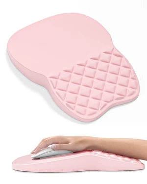 Auhoahsil Ergonomic Mouse Pad with Wrist Rest, Comfortable Slope Computer Mouse Mat with Wrist Support, Memory Foam Filling, Non-Slip Silicone Base, Pain Relief for Gaming Work, 8" x 12", Light Pink