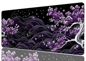 Purple Cherry Blossoms Gaming Mouse Pad, Black and White Japanese Wave Mouse Pad Large Mousepad Extended Laptop Keyboard Mat Gaming Mouse Pad, Office Computer Keyboard Laptop Home, 31.5x11.8 Purple Cherry Blossoms Gaming Mouse Pad, Black and White Japanese Wave Mouse Pad Large Mousepad Extended Laptop Keyboard Mat Gaming Mouse Pad, Office Computer Keyboard Laptop Home, 31.5x11.8