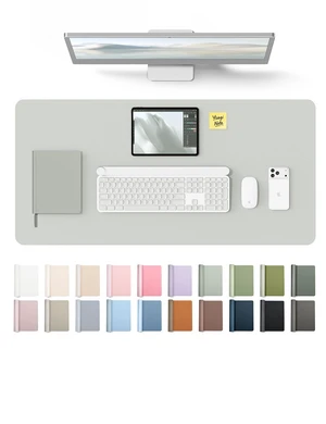YSAGi Leather Desk Protector, Office Mat, Large Mouse Mat, Non-Slip PU Leather Blotter, Laptop Desk Mat, Waterproof Writing Pad for Office and Home (Light Grey, 35.4" x 17") YSAGi Leather Desk Protector, Office Mat, Large Mouse Mat, Non-Slip PU Leather Blotter, Laptop Desk Mat, Waterproof Writing Pad for Office and Home (Light Grey, 35.4" x 17")