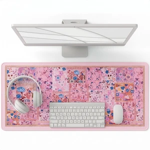 Pink Mouse Pad 35.4"x15.7", Large Mouse Pad, Floral Patchwork | XXL Keyboard Pad for Women in 2 mm Jersey Fabric, Non-Slip Rubber Base, Waterproof, Rolls Up Flat for Home, Dorm and Office Pink Mouse Pad 35.4"x15.7", Large Mouse Pad, Floral Patchwork | XXL Keyboard Pad for Women in 2 mm Jersey Fabric, Non-Slip Rubber Base, Waterproof, Rolls Up Flat for Home, Dorm and Office