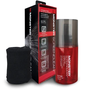 Monster Screen Cleaner Kit with Microfiber Cloth, 6.7 oz (200 mL) Monitor Cleaning Spray for HDTVs, Laptops, Tablets, Smartphones and Eyeglasses, White/Black/Red Monster Screen Cleaner Kit with Microfiber Cloth, 6.7 oz (200 mL) Monitor Cleaning Spray for HDTVs, Laptops, Tablets, Smartphones and Eyeglasses, White/Black/Red