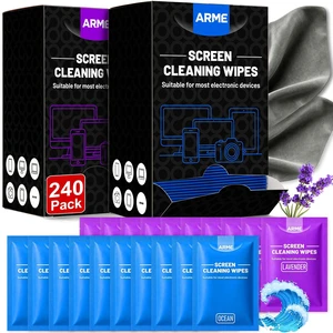 Arme Computer Screen Cleaner Wipes,Individually Wrapped,240 PCS | Streak-Free&Scratch-Free Screen Wipes for Electronics,Monitors,Phones,Tech,Laptops, Computers, Ocean&Lavender Scent Arme Computer Screen Cleaner Wipes,Individually Wrapped,240 PCS | Streak-Free&Scratch-Free Screen Wipes for Electronics,Monitors,Phones,Tech,Laptops, Computers, Ocean&Lavender Scent