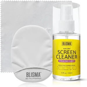 BLISMA Screen Cleaner Kit 6.7 Fl Oz Spray, Microfiber Cloth & Glove | Safe Cleaning Solution For Phones, Tablets, Monitors, TVs, Laptops, And Electronic Displays Without Dripping