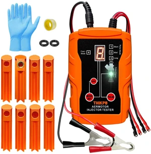 THIKPO Fuel Injector Tester and Cleaner Tool Kit, DIY Cleaning Tool Kit | 8 Pulse Modes for Injector Tester, 2 Fuel Injectors Simultaneously Test, 4 Size Cleaning Adapters, 12V/5V Output Power
