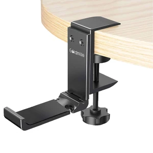 Goldmille Aluminum Headphone Stand Hanger Foldable with Cable Clip - | Goldmille Headset Holder Clamp Hook Under Desk, Save Your Space While Working & Gaming Goldmille Aluminum Headphone Stand Hanger Foldable with Cable Clip - | Goldmille Headset Holder Clamp Hook Under Desk, Save Your Space While Working & Gaming