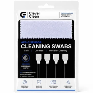 Clever Clean APS-C Camera Sensor Cleaning Swabs KIt- Professional Sensor Cleaning Kit for DSLR & Mirrorless Cameras- APS-C Sensor Swabs with Microfiber Cloth Clever Clean APS-C Camera Sensor Cleaning Swabs KIt- Professional Sensor Cleaning Kit for DSLR & Mirrorless Cameras- APS-C Sensor Swabs with Microfiber Cloth