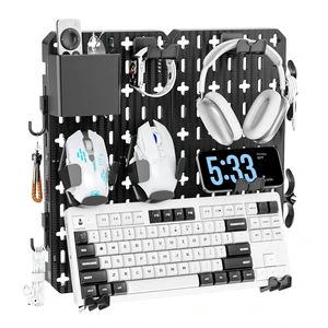 KDD Keyboard and Mouse Display Stand Holder, Wall Mount Office Organization Pegboard Combination Kit with Pen holder, Hooks, Headset & Controller Stand for Office & Home Hanging Organizer Storage KDD Keyboard and Mouse Display Stand Holder, Wall Mount Office Organization Pegboard Combination Kit with Pen holder, Hooks, Headset & Controller Stand for Office & Home Hanging Organizer Storage