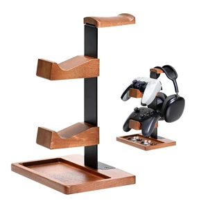 DecorYc Solid Wood Dual Controller Holder & Headphone Stand | Gaming Equipment Desk Organizer, Game Controller Holder Headset Rack, Gift for Gamers Husband Boyfriend DecorYc Solid Wood Dual Controller Holder & Headphone Stand | Gaming Equipment Desk Organizer, Game Controller Holder Headset Rack, Gift for Gamers Husband Boyfriend