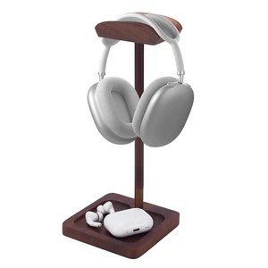 ORIGACH Headphone Stand for Desk, Walnut Wood Gaming Headset Stand with Solid Wooden Base Universal Headphone Hanger Desktop Earphone Stand