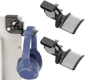 SIROLISA 2-Pack Clamp-On Headset Holder, Adjustable Desk Headphone Hanger | Space-saving desktop organizer rack for all types of gaming and audio headphones