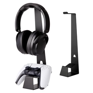 KAIXUANMAN Headphone and Controller Stand Gaming Headset Stand Metal | Headphone Stand with Controller Holder Creative Gift for Teens, Gamers, Gaming Equipment Accessories for Desk Black