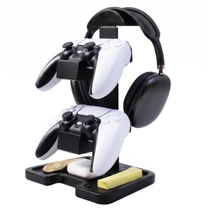 Gaming Equipment Headset Stand with Dual Controller Organizer Rack & Storage Base, Headphone Stand Gamer Gifts for Men Teenage Boy, Unique Gifts for Gamers to Organize Gaming Accessories (Black Wood) Gaming Equipment Headset Stand with Dual Controller Organizer Rack & Storage Base, Headphone Stand Gamer Gifts for Men Teenage Boy, Unique Gifts for Gamers to Organize Gaming Accessories (Black Wood)