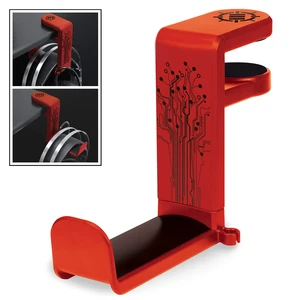 ENHANCE PC Gaming Headphone Holder - Desk Headphone Hanger Esports Headset Holder with Adjustable 360 Rotation, Under Desk Hook Clamp, Universal Fit - Built in Cable Clip Organizer - Red ENHANCE PC Gaming Headphone Holder - Desk Headphone Hanger Esports Headset Holder with Adjustable 360 Rotation, Under Desk Hook Clamp, Universal Fit - Built in Cable Clip Organizer - Red