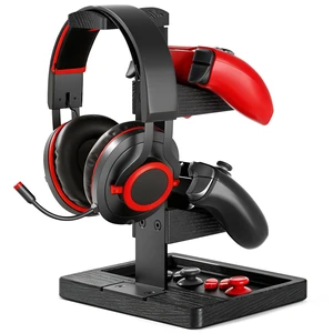 Solid Wood Controller Holder and Headphone Stand, Controller Stand for Desk | Dual Gaming Controller Organizer Rack, Fits Xbox, PS4, PS5, Gamepad, Headset Holder for Son, Husband, Boyfriend-Black Solid Wood Controller Holder and Headphone Stand, Controller Stand for Desk | Dual Gaming Controller Organizer Rack, Fits Xbox, PS4, PS5, Gamepad, Headset Holder for Son, Husband, Boyfriend-Black
