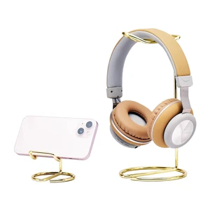 JIARI Headphones Stand and Cell Phone Stand Desktop Metal Holder Accessories 2pcs Set (Gold) JIARI Headphones Stand and Cell Phone Stand Desktop Metal Holder Accessories 2pcs Set (Gold)