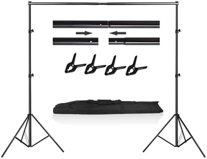 HYJ-INC Photo Video Studio Photography Backdrop Stand, 8 x 8 ft Adjustable Photo Background Holder, Back Drop Banner Stand Support System Kit with Carry Bag HYJ-INC Photo Video Studio Photography Backdrop Stand, 8 x 8 ft Adjustable Photo Background Holder, Back Drop Banner Stand Support System Kit with Carry Bag