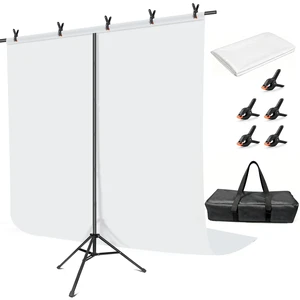 Hemmotop White Backdrop with Stand, 8x7.5ft Photography Background Kit | Sturdy Threaded Connection Stand, Draped Polyester Fabric, Perfect for Photoshoot Wedding Birthday Party Projector Screen