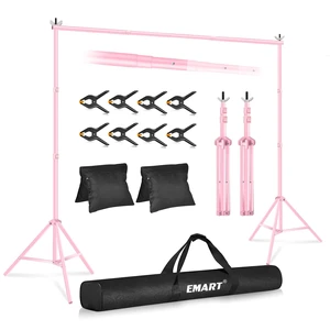 EMART Backdrop Stand 10x7FT Adjustable Back Drop Stand for Party -Pink | Background Stand Backdrop with 8 Clamps, 2 Sandbags for Photography, Wedding, Baby Shower, Events Decoration, Photo Studio EMART Backdrop Stand 10x7FT Adjustable Back Drop Stand for Party -Pink | Background Stand Backdrop with 8 Clamps, 2 Sandbags for Photography, Wedding, Baby Shower, Events Decoration, Photo Studio