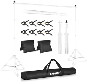 EMART Backdrop Stand 10x7ft(WxH) Photo Studio Adjustable Background Stand Support kit with 2 Crossbars, 8 Clamps, 2 Sandbags and Carry Bag for Parties, Events Decoration, Wedding, Photography -White EMART Backdrop Stand 10x7ft(WxH) Photo Studio Adjustable Background Stand Support kit with 2 Crossbars, 8 Clamps, 2 Sandbags and Carry Bag for Parties, Events Decoration, Wedding, Photography -White