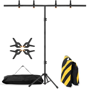 Coliflor T-Shape Portable Backdrop Stand, 6.5x3.2ft Adjustable Photo Background Stand Kit, Sturdy Small Back Drop Holder with 4 Spring Clamps, Carry Bag for Parties, Photography and Video Studio Coliflor T-Shape Portable Backdrop Stand, 6.5x3.2ft Adjustable Photo Background Stand Kit, Sturdy Small Back Drop Holder with 4 Spring Clamps, Carry Bag for Parties, Photography and Video Studio