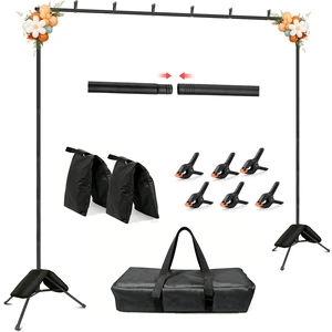 Hemmotop Photo Backdrop Stand 11x10ft, Heavy Duty Background Frame Kit | With 2 Sandbags, Fits Banner, Projector Screen, Balloon, Ideal for Wedding, Birthday, Baby Shower, Halloween, Christmas Party