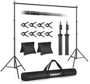 EMART Backdrop Stand 10x7.8FT Adjustable Back Drop Stand for Party Events | Background Stand Backdrop with 8 Clamps, 2 Sandbags for Photography, Wedding, Baby Shower, Birthday Decoration, Photo Studio