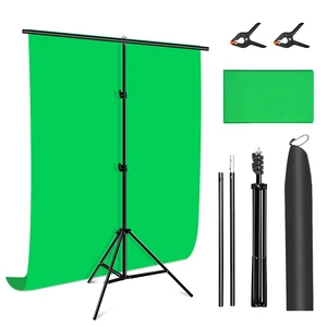 Green Screen Backdrop Kit with Stand, PULUZ 3.2x6.5ft Portable GreenScreen Background Stand, T-Shape Green Screen Stand kit with Clamp Carrying Bag for Streaming Video and Photography Shoots