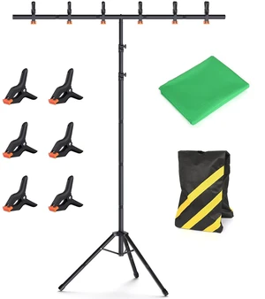 Forlogic Green Screen Backdrop Kit with Stand, 8x5.3ft Portable GreenScreen Background Stand for Streaming Video and Photography Shoots