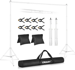 EMART Backdrop Stand 10x8.5FT Adjustable Back Drop Stand for Party -White | Background Stand Backdrop with 8 Clamps, 2 Sandbags for Photography, Wedding, Baby Shower, Events Decoration, Photo Studio EMART Backdrop Stand 10x8.5FT Adjustable Back Drop Stand for Party -White | Background Stand Backdrop with 8 Clamps, 2 Sandbags for Photography, Wedding, Baby Shower, Events Decoration, Photo Studio
