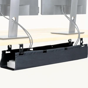 VIVO Screw-on Fold-Down Fabric Cable Management Tray, 31", Holds 11 lbs | Under Desk, Wire Concealer, Power Strip Storage, Workspace Organization, Easy Fold Down Access, Black, DESK-AC31F-S