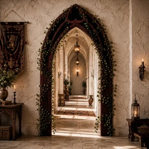 Sintuff 7ft Gothic Arch Backdrop with Ivy Vines, Oxford Fabric Archway | Reusable Stage Background at Theater Shows, Mystical Party Decor in Birthday Photoshoots, Reading Archway Setup Sintuff 7ft Gothic Arch Backdrop with Ivy Vines, Oxford Fabric Archway | Reusable Stage Background at Theater Shows, Mystical Party Decor in Birthday Photoshoots, Reading Archway Setup