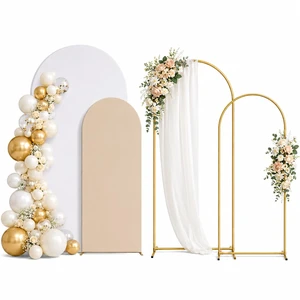 Livresse Wedding Arch Stand with Reversible Cover Set, 7.2FT & 6FT Metal Arch Backdrop Frame, Double-Sided White and Beige Arch Cover for Wedding Ceremony, Bridal Shower, Baby Shower and Party Decor Livresse Wedding Arch Stand with Reversible Cover Set, 7.2FT & 6FT Metal Arch Backdrop Frame, Double-Sided White and Beige Arch Cover for Wedding Ceremony, Bridal Shower, Baby Shower and Party Decor