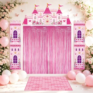 Pink Princess Party Decorations, HYMENEX Princess Castle Door Banner | Princess Photography Backdrop with Pink Rug Foil Fringe Curtains for Women Girls Birthday Baby Shower Door Entryway Decor Pink Princess Party Decorations, HYMENEX Princess Castle Door Banner | Princess Photography Backdrop with Pink Rug Foil Fringe Curtains for Women Girls Birthday Baby Shower Door Entryway Decor