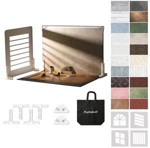 Metlakat Product & Food Photography Backdrop Kit, 10 Sheets, 20 Patterns | 4 Shadow Boards, Double-Sided Waterproof Matte Paper, T-Stands, Clamps and Carry Bag for Jewelry, Cosmetics and Ugc Shoots Metlakat Product & Food Photography Backdrop Kit, 10 Sheets, 20 Patterns | 4 Shadow Boards, Double-Sided Waterproof Matte Paper, T-Stands, Clamps and Carry Bag for Jewelry, Cosmetics and Ugc Shoots