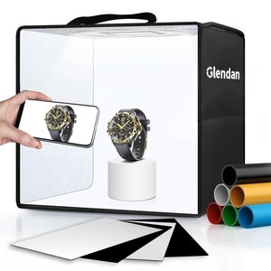 Glendan Light Box Photography, 10"x10" Photo Box with 88 High Color Rendering Index LED Lights, 6 Color PVC Backdrops, 4 Reflection Boards and 1 Diffuser for Jewelry and Small Item Product Photography Glendan Light Box Photography, 10"x10" Photo Box with 88 High Color Rendering Index LED Lights, 6 Color PVC Backdrops, 4 Reflection Boards and 1 Diffuser for Jewelry and Small Item Product Photography