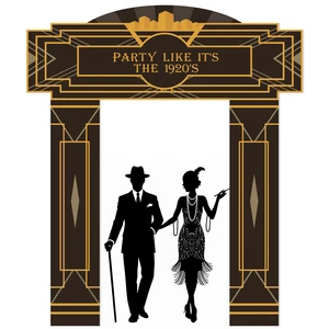 Tinlade 1920s Party Decoration 6x7ft 3D Arch Retro 20s Themed Party Backdrop Roaring 20s Archway Decor Black Gold Art Event Photography Background for Jazz Night Speakeasy Vintage Photo Booth Prop