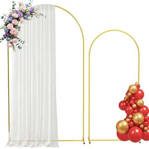Gold Metal Wedding Arch Backdrop Stand Set of 2, 7.2FT & 6FT | Easy to Assemble and Reuse for Beautiful Party Backdrops and Event Decor Gold Metal Wedding Arch Backdrop Stand Set of 2, 7.2FT & 6FT | Easy to Assemble and Reuse for Beautiful Party Backdrops and Event Decor