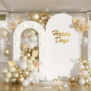 White Arch Backdrop Stand with Lights for Wedding and Birthday Decorations | Foam board arch frame with string lights, Creates indoor photo displays for weddings, birthdays, baby showers White Arch Backdrop Stand with Lights for Wedding and Birthday Decorations | Foam board arch frame with string lights, Creates indoor photo displays for weddings, birthdays, baby showers