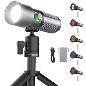 NEEWER BASICS FL10 Zoomable Photography Flashlight Spotlight w/ Desk Tripod | 4 Colors, 20 Gobos, 7500mAh, 10W, 6300K, Portable LED Video Light, Ambient Sunset Studio Photography Recording Lighting NEEWER BASICS FL10 Zoomable Photography Flashlight Spotlight w/ Desk Tripod | 4 Colors, 20 Gobos, 7500mAh, 10W, 6300K, Portable LED Video Light, Ambient Sunset Studio Photography Recording Lighting