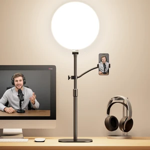 10" Full-Panel Desk Ring Light with Stand & Flexible Phone Holder, 24W 1100LM Light for Video Recording, 5 Color Modes up to 6500K, CRI 95+ for Computer, Podcast, Streaming, Zoom & Video Calls 10" Full-Panel Desk Ring Light with Stand & Flexible Phone Holder, 24W 1100LM Light for Video Recording, 5 Color Modes up to 6500K, CRI 95+ for Computer, Podcast, Streaming, Zoom & Video Calls
