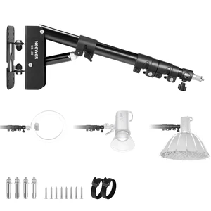 NEEWER Ring Light Wall Mount Boom Arm, 22"-46"/55-116cm, Aluminum Alloy | 180° Swivel, Triangle Light Wall Mounting, for Photography Strobe Monolight Softbox Umbrella Reflector, Max 6.6lb/3kg, WB-100
