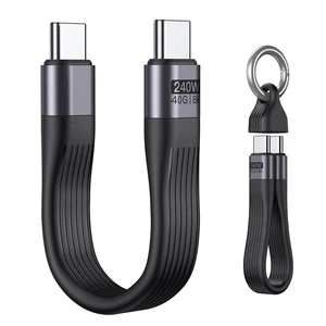AJMRTC 13CM Black USB4 USB-C Cable,40Gbps,240W PD,8K@60Hz,Thunderbolt 3/4,Soft Silicone Cord with Keychain for MacBook iPad iPhone 15 16 Samsung Android Auto VR AJMRTC 13CM Black USB4 USB-C Cable,40Gbps,240W PD,8K@60Hz,Thunderbolt 3/4,Soft Silicone Cord with Keychain for MacBook iPad iPhone 15 16 Samsung Android Auto VR