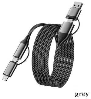 AJMRTC 1M Grey 4-in-1 Multi Charging Cable,88W Super Fast Charging Braided Charger Cord,USB A/USB C to Lightning & Type C,Compatible with iPhone Android Smartphone Tablet AJMRTC 1M Grey 4-in-1 Multi Charging Cable,88W Super Fast Charging Braided Charger Cord,USB A/USB C to Lightning & Type C,Compatible with iPhone Android Smartphone Tablet