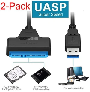 AJMRTC 2-Pack USB 3.0 to SATA III Adapter for 2.5" SSD HDD Hard Drive, SATA 3/2/1 to USB3.0 External Converter Cable, Support UASP, Portable SATA to USB Adapter for 2.5 inch SSD and HDD AJMRTC 2-Pack USB 3.0 to SATA III Adapter for 2.5" SSD HDD Hard Drive, SATA 3/2/1 to USB3.0 External Converter Cable, Support UASP, Portable SATA to USB Adapter for 2.5 inch SSD and HDD
