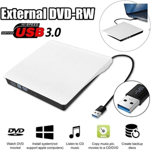 AJMRTC External DVD Burner, USB 3.0 DVD+RW CD Writer Optical Disc Drive, Slim Portable Reader Player for Laptop Desktop PC Windows Mac Linux, White AJMRTC External DVD Burner, USB 3.0 DVD+RW CD Writer Optical Disc Drive, Slim Portable Reader Player for Laptop Desktop PC Windows Mac Linux, White